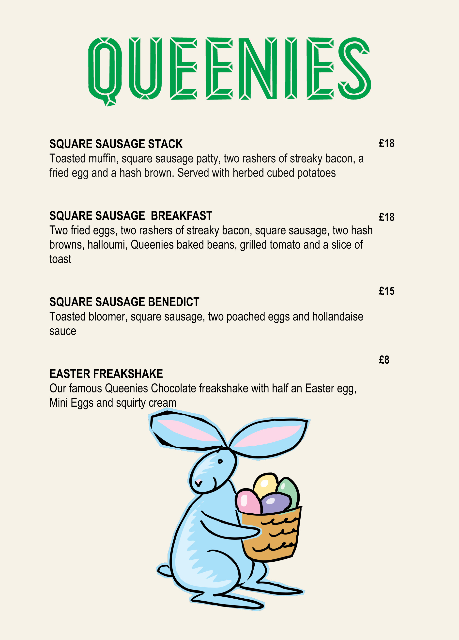 Queenies Specials Menu