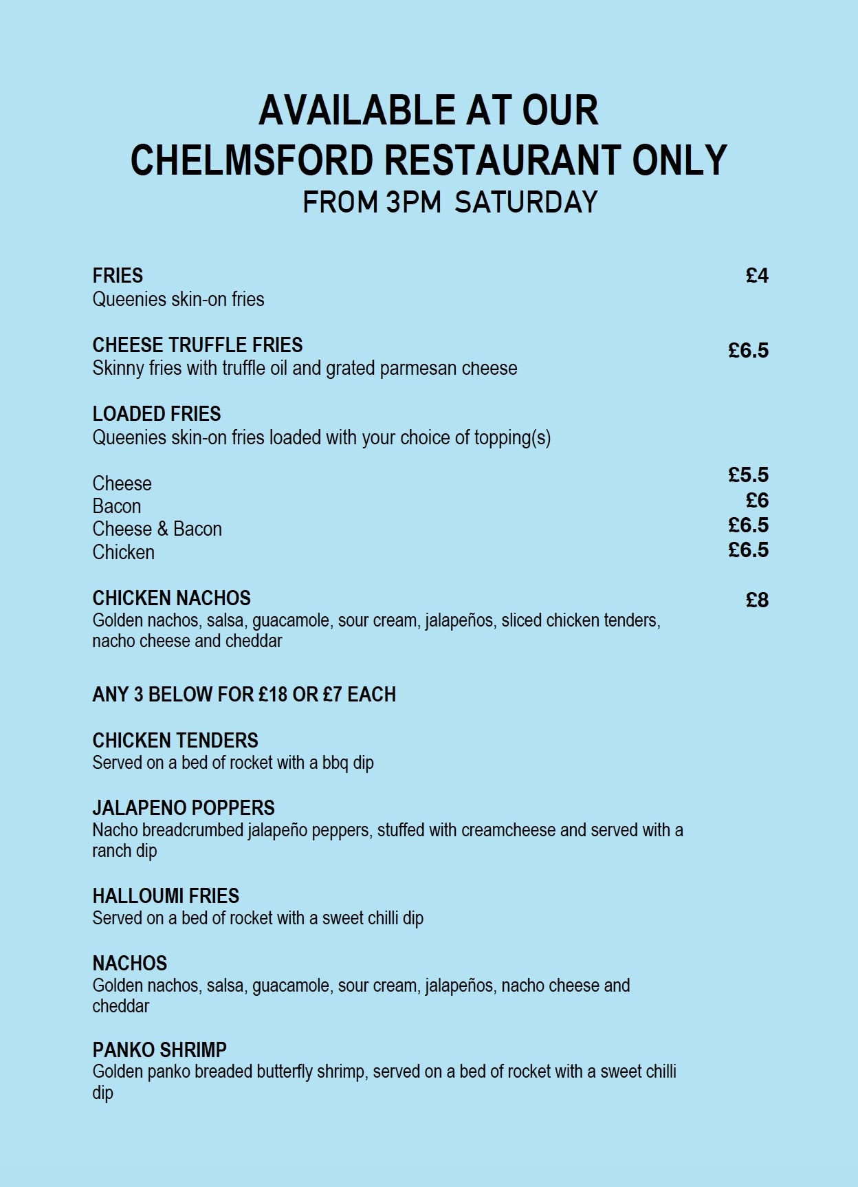 Cocktail Evening Menu